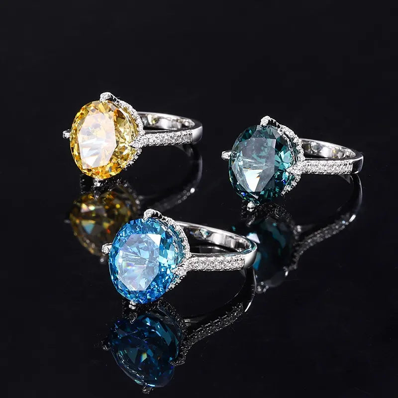 Oval Engagement Ring 12*14 925 Silver High Carbon Diamond