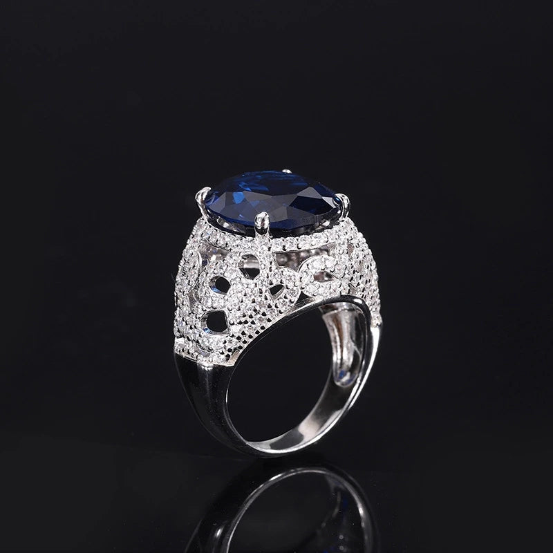Oval Engagement Ring 12*14 925 Silver Tanzanite