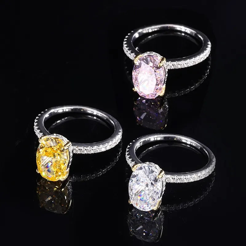Oval Radiant Engagement Ring 8*12 925 Silver High Carbon Diamond