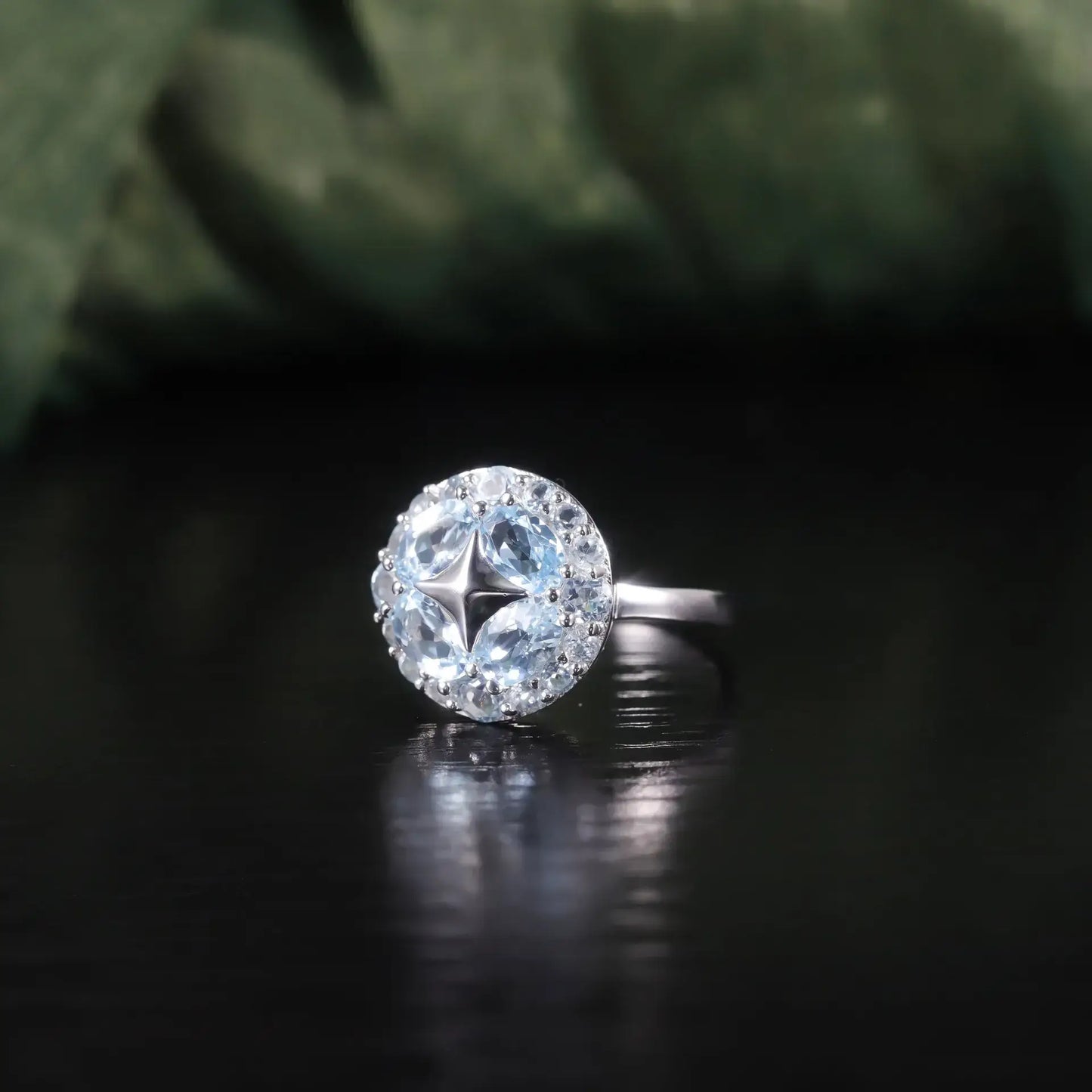 Oval Engagement Ring 925 Silver Star Topaz