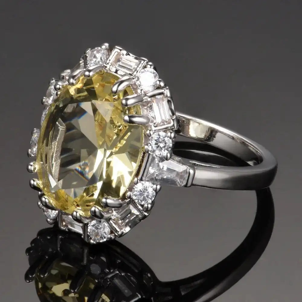 Oval Engagement Ring 12*14 925 Silver Citrine