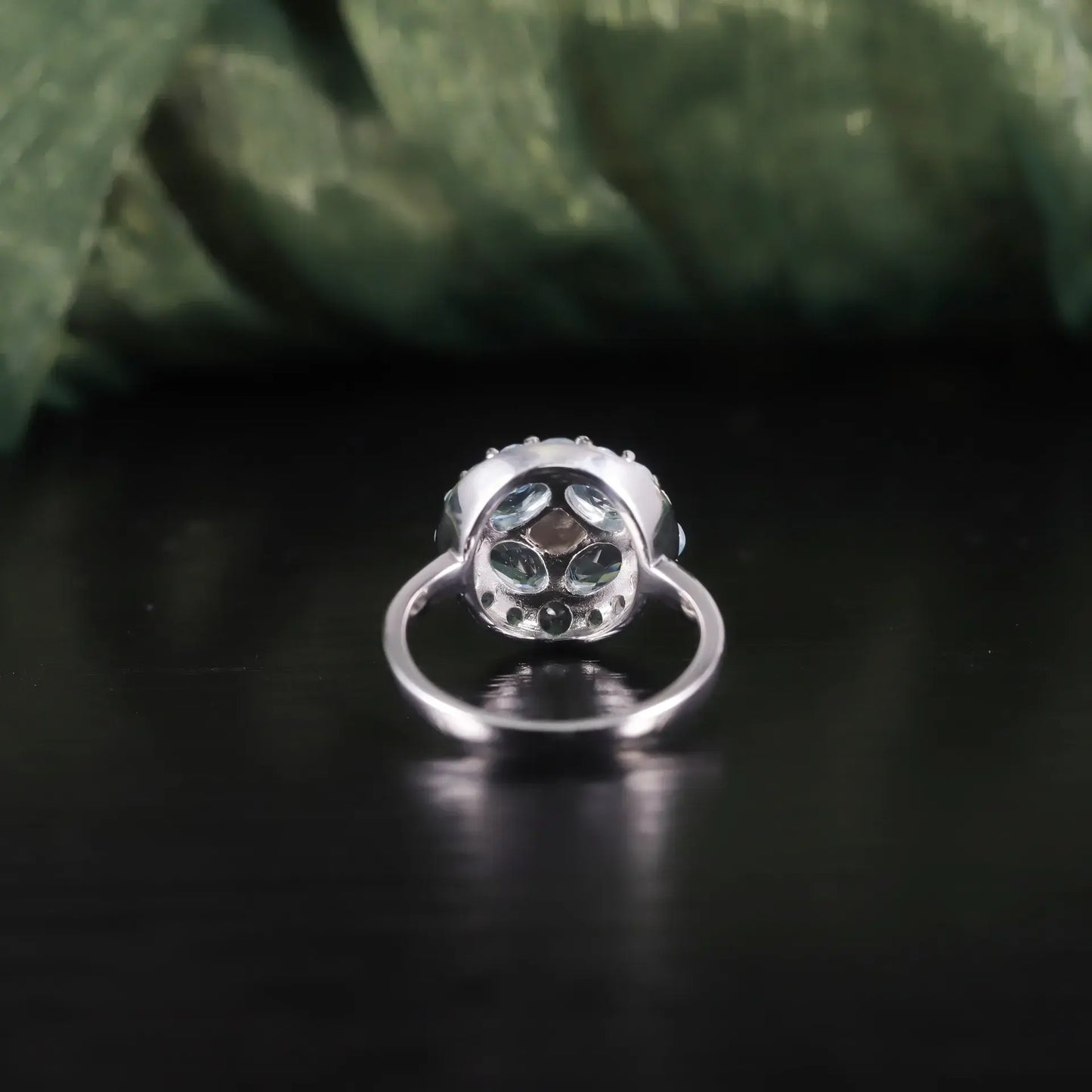 Oval Engagement Ring 925 Silver Star Topaz