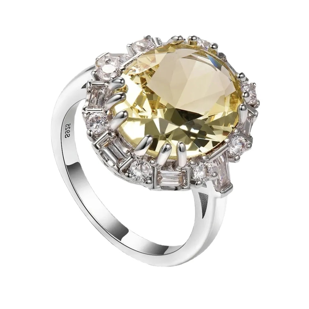 Oval Engagement Ring 12*14 925 Silver Citrine