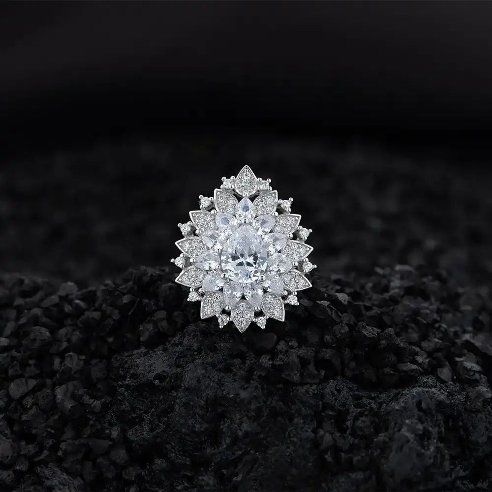 Pear Engagement Ring 7*9 925 Silver Zircon