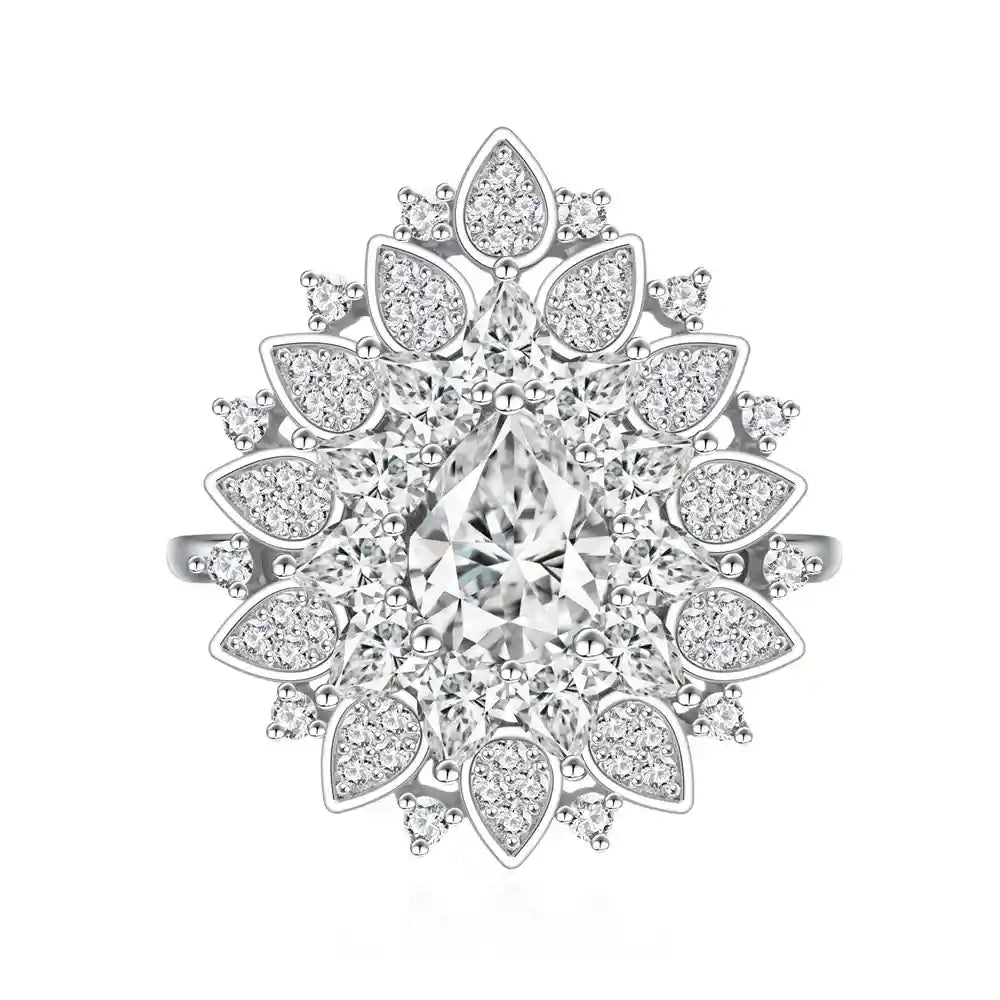 Pear Engagement Ring 7*9 925 Silver Zircon