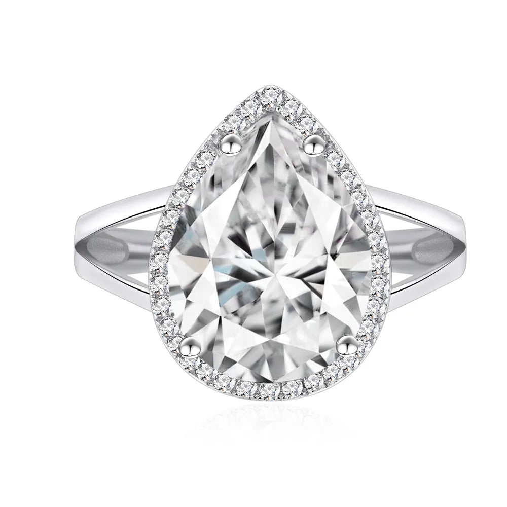 Pear Engagement Ring 10*14 925 Silver Zircon