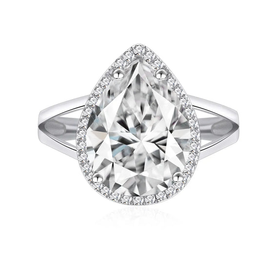 Pear Engagement Ring 10*14 925 Silver Zircon