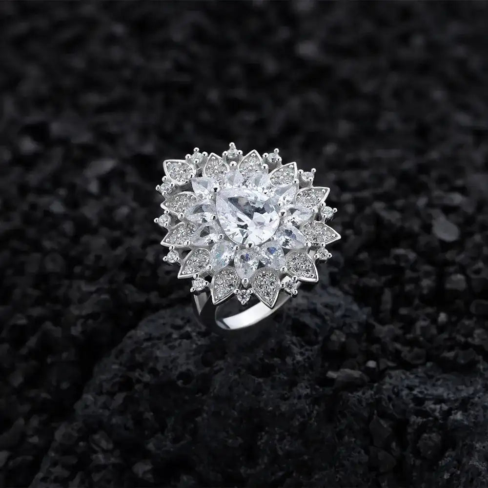 Pear Engagement Ring 7*9 925 Silver Zircon