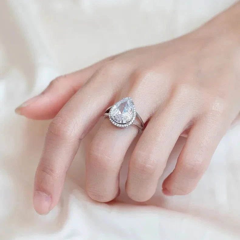 Pear Engagement Ring 10*14 925 Silver Zircon
