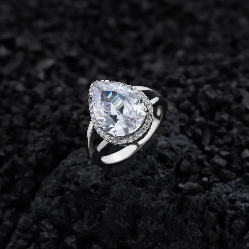 Pear Engagement Ring 10*14 925 Silver Zircon
