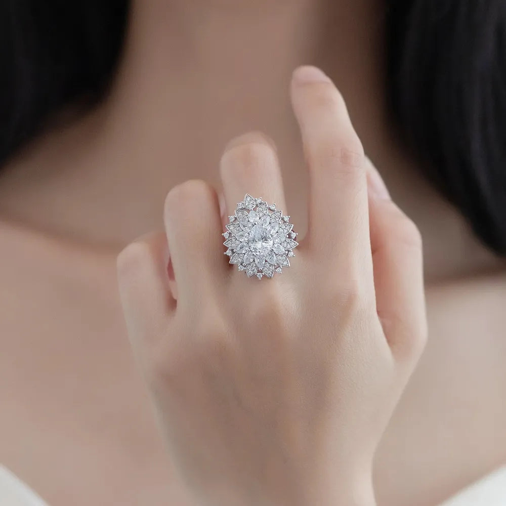 Pear Engagement Ring 7*9 925 Silver Zircon