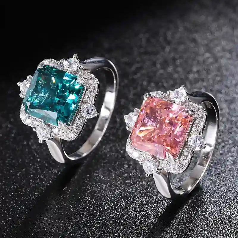 Princess Engagement Ring 10*10 925 Silver High Carbon Diamond