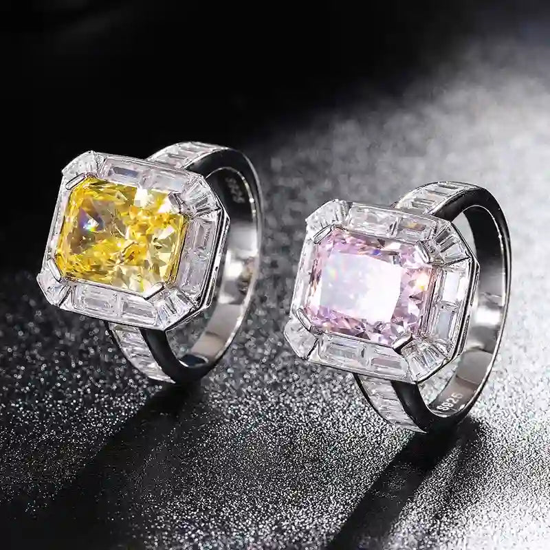 Radiant Engagement Ring 5ct 8*10 925 Silver High Carbon Diamond