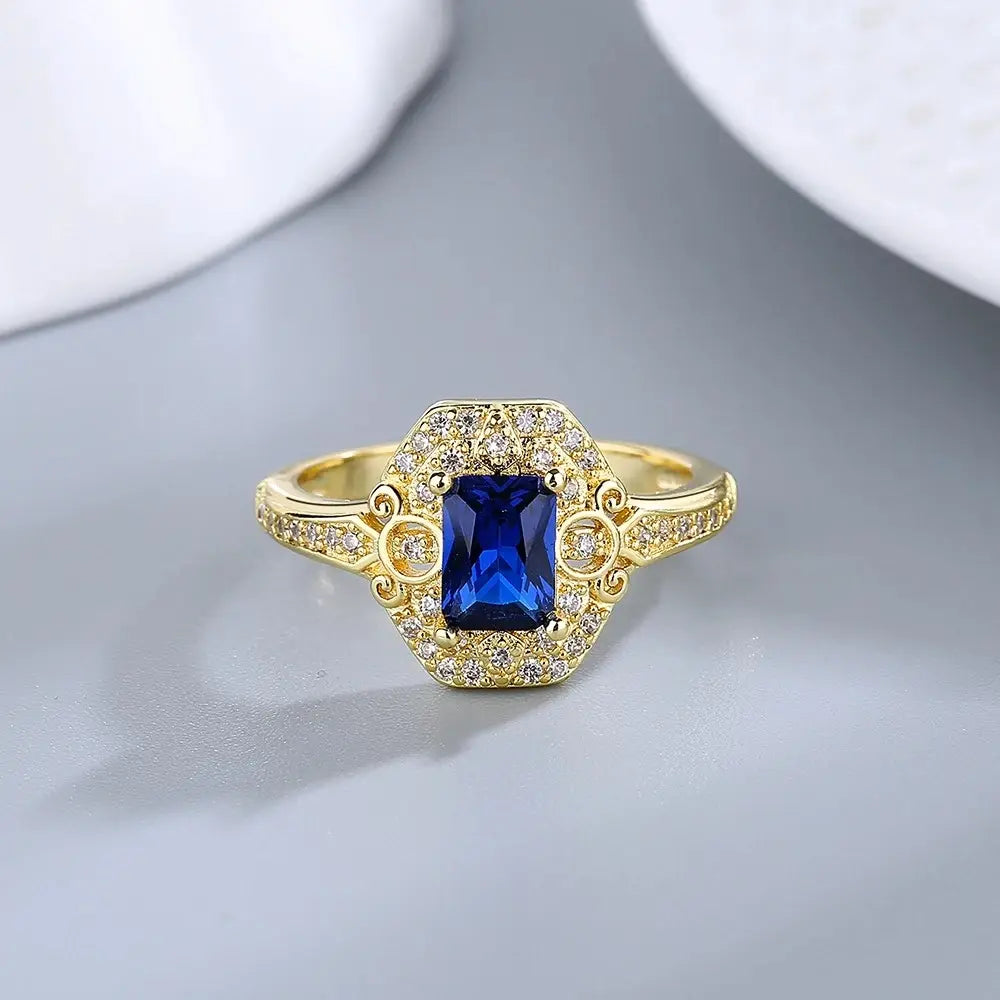 Radiant Engagement Ring 5*7 925 Silver Sapphire