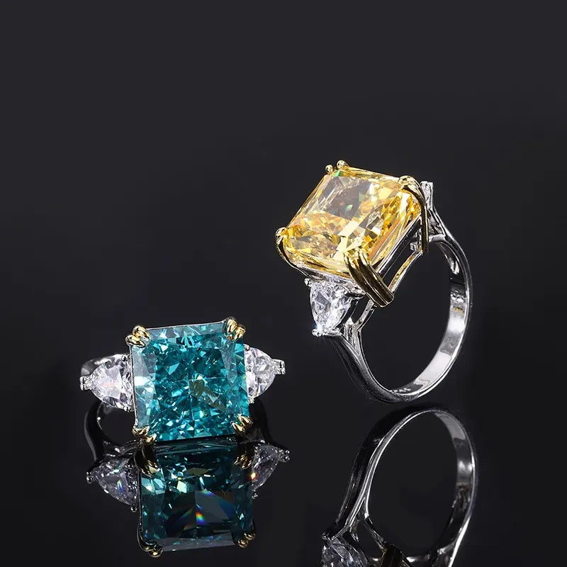 Radiant Engagement Ring 13*13 925 Silver High Carbon Diamond