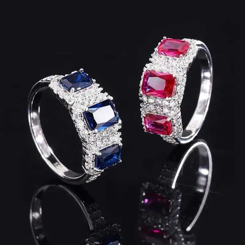Radiant Engagement Ring 5*7 925 Silver High Carbon Diamond