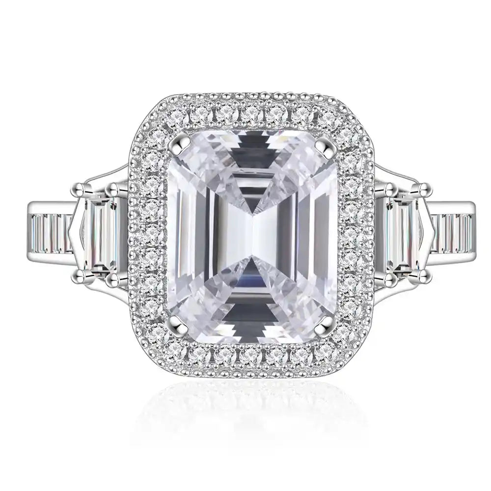 Rectangular Engagement Ring 8*10 925 Silver Zircon