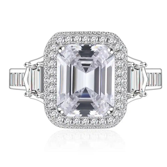 Rectangular Engagement Ring 8*10 925 Silver Zircon