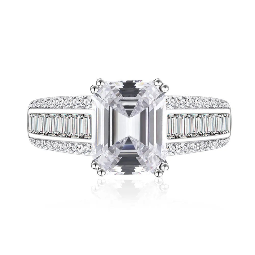 Rectangular Engagement Ring 7*9 925 Silver Zircon