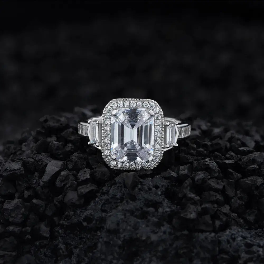 Rectangular Engagement Ring 8*10 925 Silver Zircon