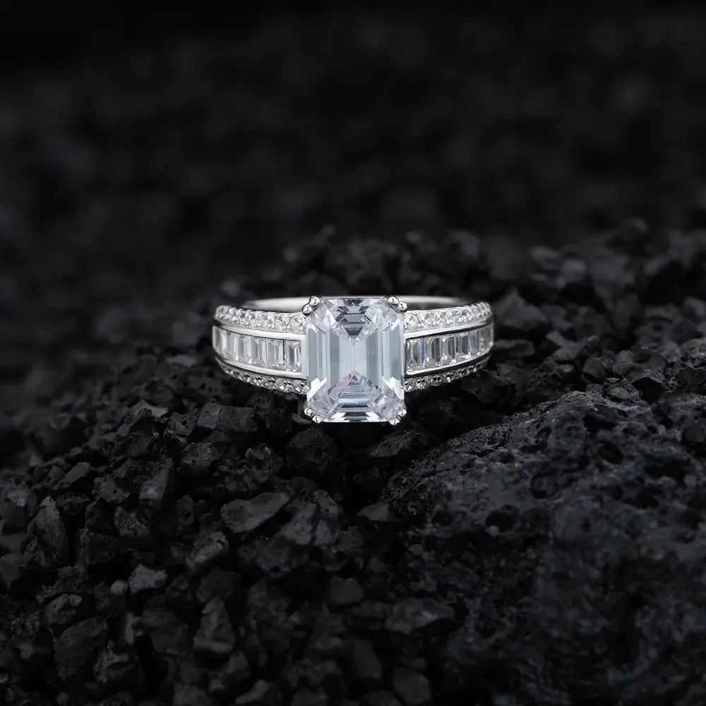 Rectangular Engagement Ring 7*9 925 Silver Zircon