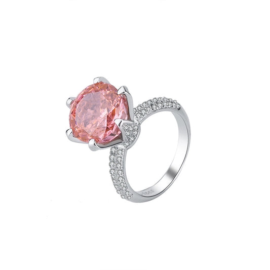 Round Engagement Ring 12mm 925 Silver High Carbon Diamond
