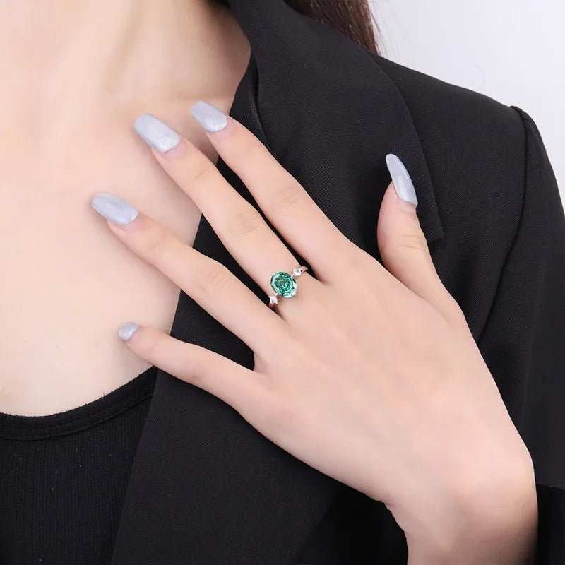 Oval Engagement Ring 5ct 8*10 925 Silver High Carbon Diamond