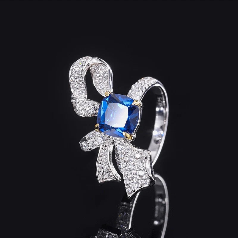 Cushion Engagement Ring 8*8 925 Silver High Carbon Diamond
