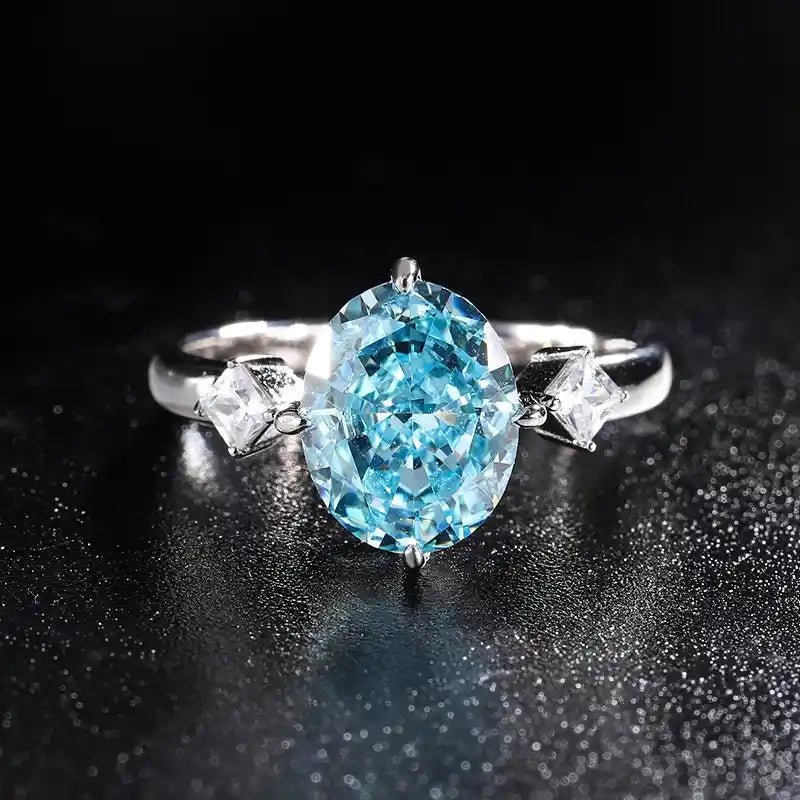 Oval Engagement Ring 5ct 8*10 925 Silver High Carbon Diamond