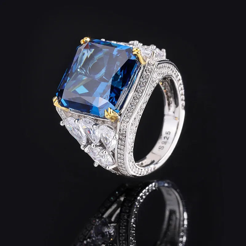 Princess Engagement Ring 14*14 925 Silver High Carbon Diamond
