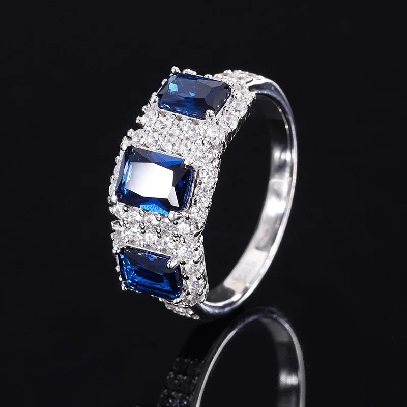 Radiant Engagement Ring 5*7 925 Silver High Carbon Diamond