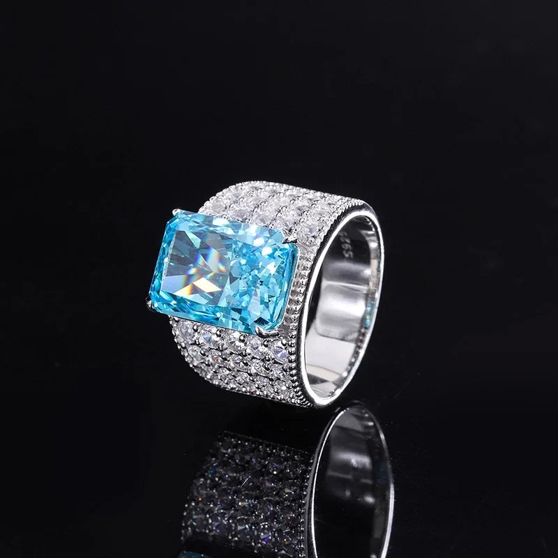 Radiant Engagement Ring 10*14 925 Silver High Carbon Diamond