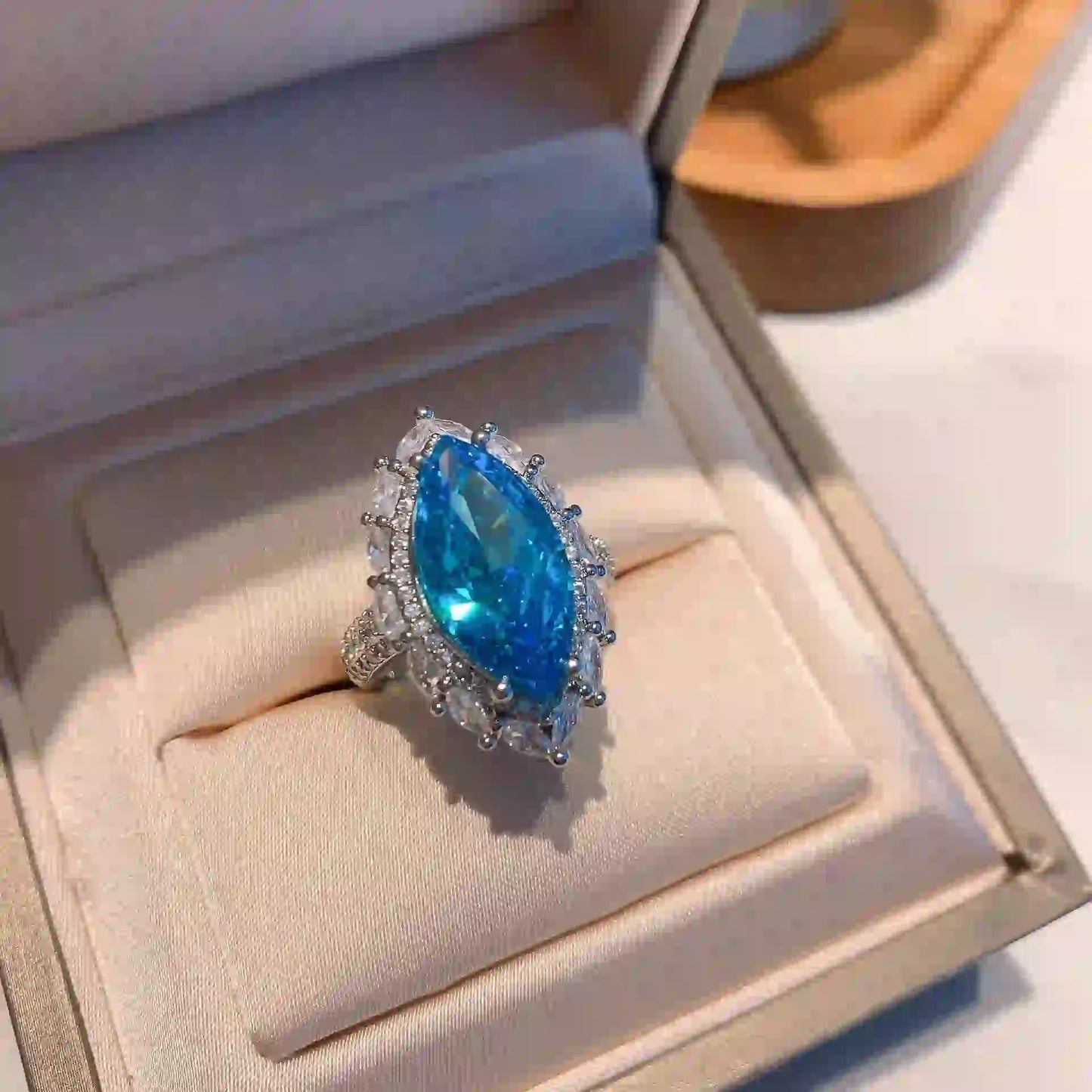Marquise Engagement Ring 12ct 9*18 925 Silver High Carbon Diamond