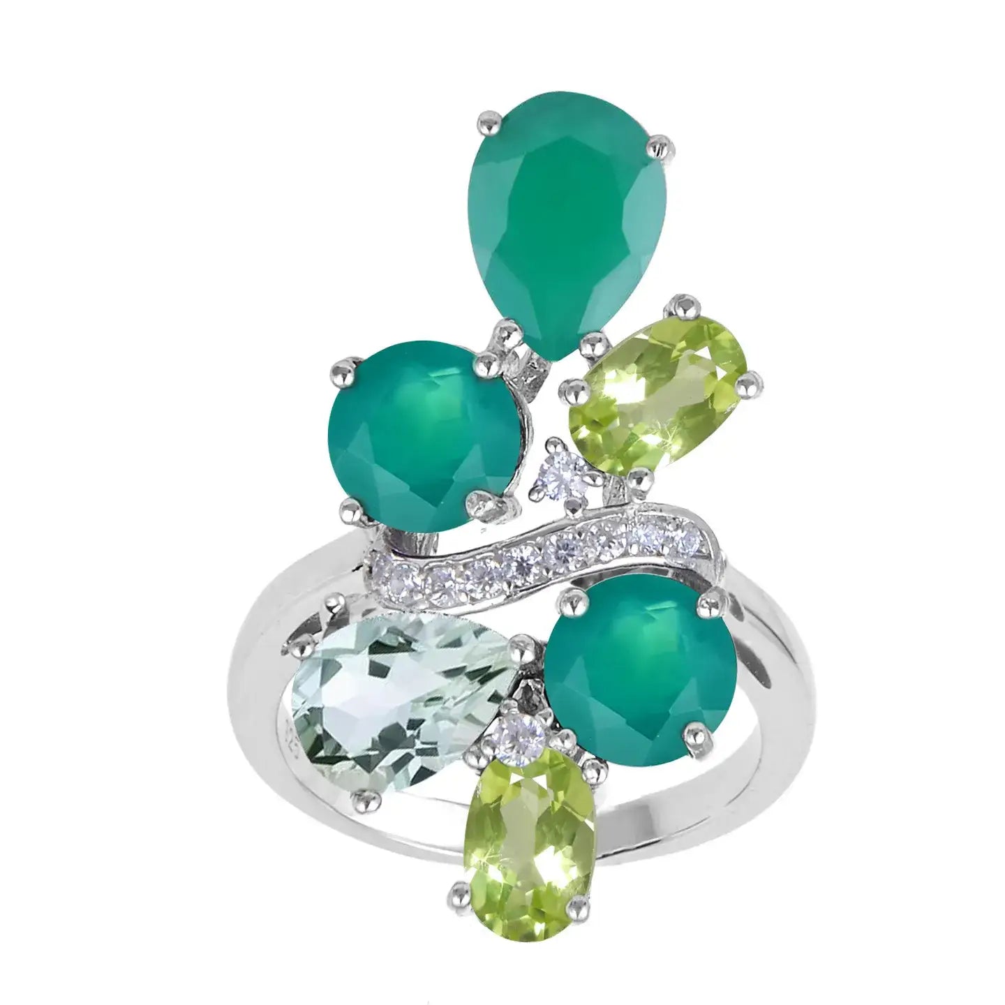 Crystal Engagement Ring 925 Silver Topaz