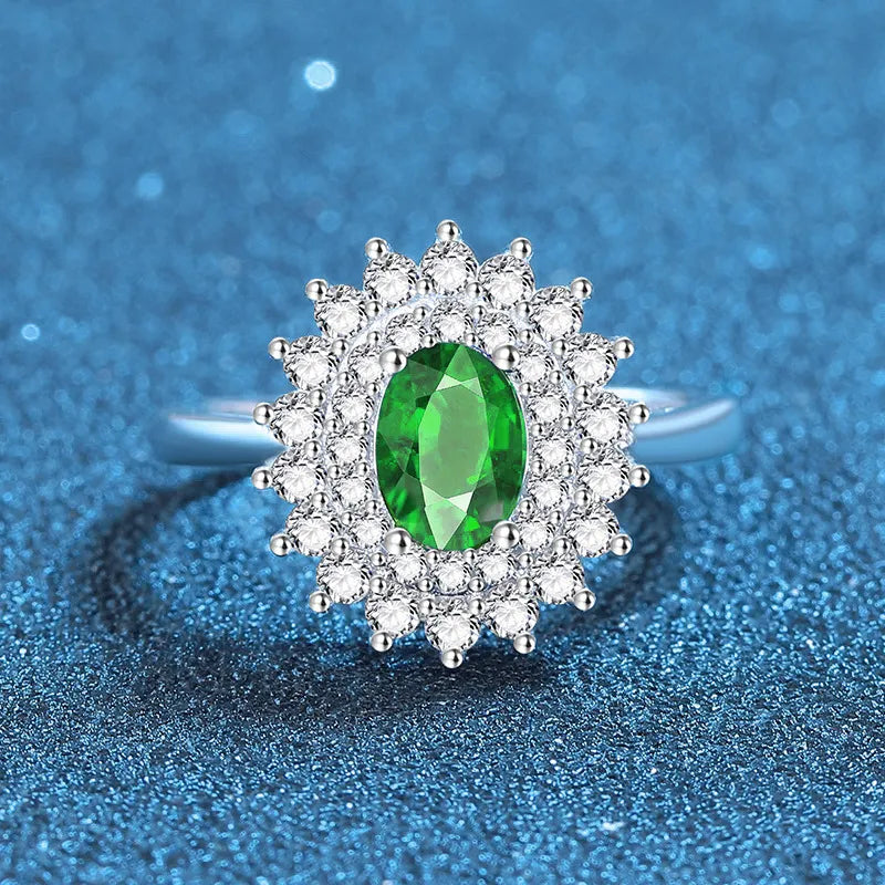Oval Charming Engagement Ring 2ct 5*7 925 Silver High Carbon Diamond