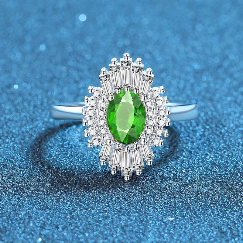 Oval Edgy Engagement Ring 2ct 5*7 925 Silver High Carbon Diamond