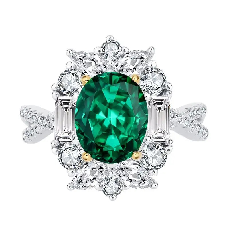 Oval Engagement Ring 8*10 925 Silver High Carbon Diamond