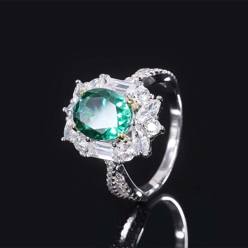 Oval Engagement Ring 8*10 925 Silver High Carbon Diamond