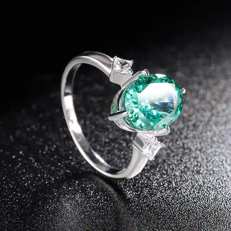 Oval Engagement Ring 5ct 8*10 925 Silver High Carbon Diamond