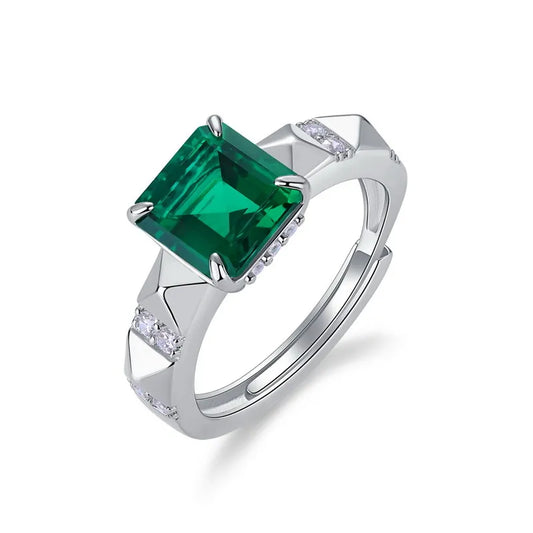 Princess Engagement Ring 8*8 925 Silver Emerald Ruby High Carbon Diamond