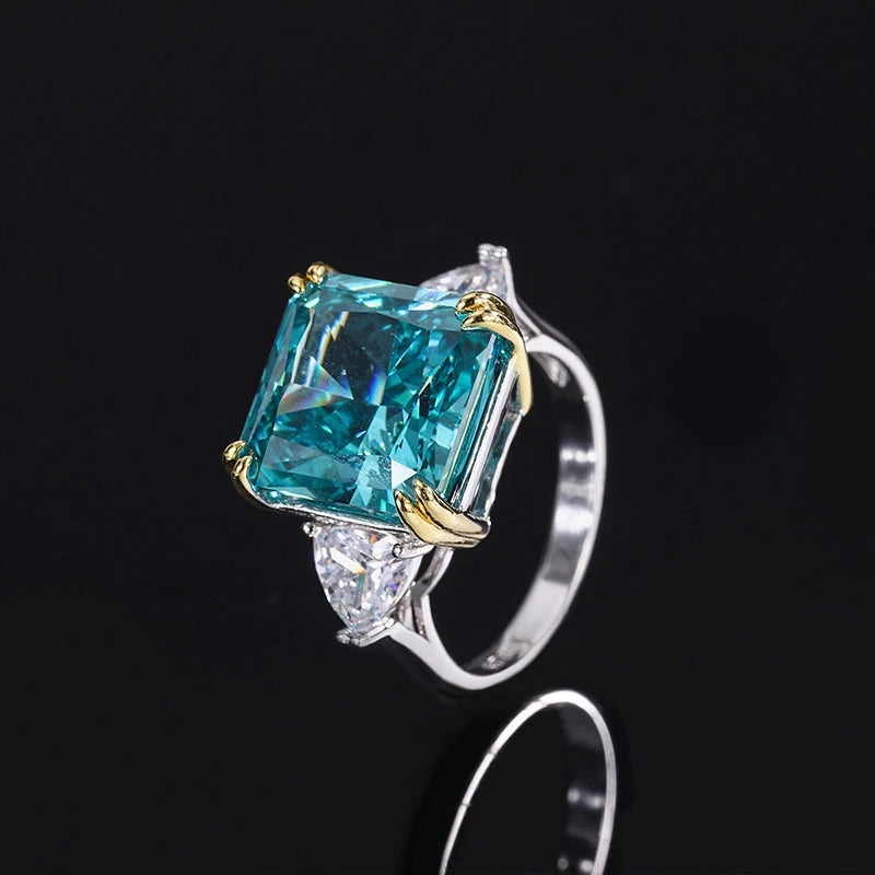 Radiant Engagement Ring 13*13 925 Silver High Carbon Diamond