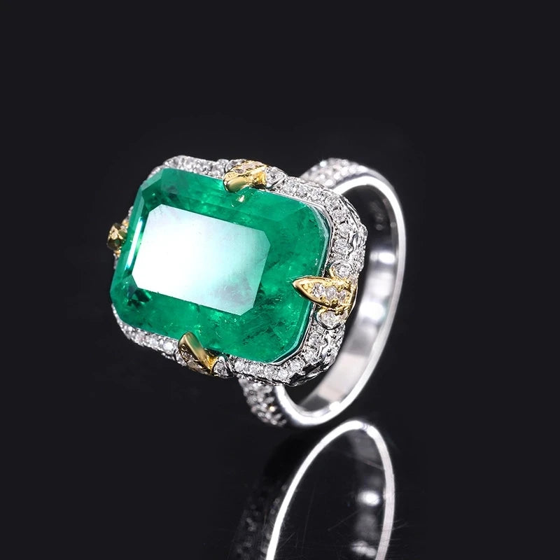 Radiant Emerald Engagement Ring 12*16 925 Silver High Carbon Diamond