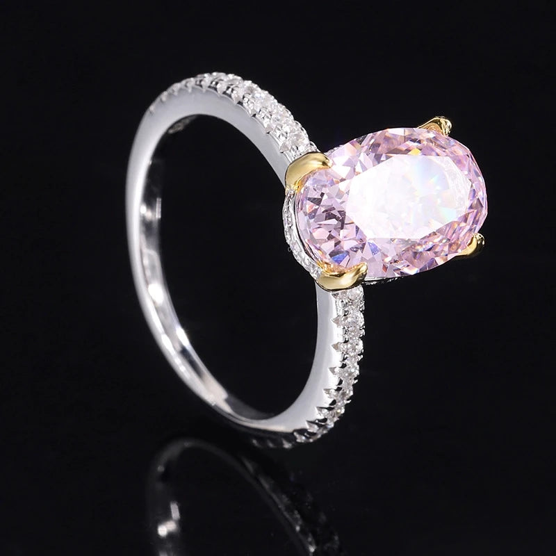 Oval Radiant Engagement Ring 8*12 925 Silver High Carbon Diamond