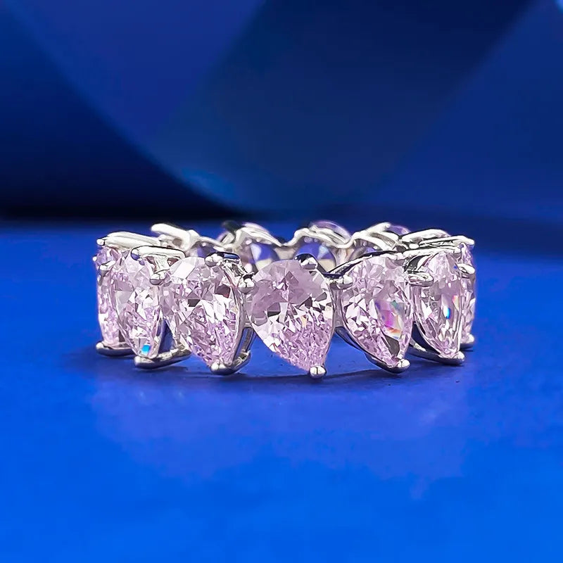 Pear Engagement Ring 5*7mm 925 Silver High Carbon Diamond