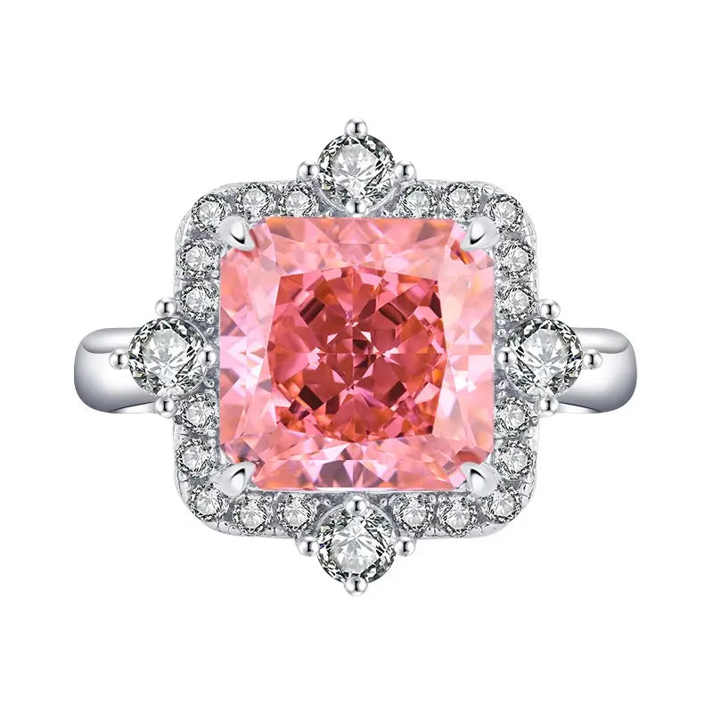 Princess Engagement Ring 10*10 925 Silver High Carbon Diamond