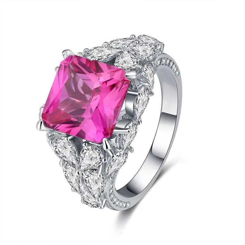 Princess Engagement Ring 10*10 925 Silver High Carbon Diamond