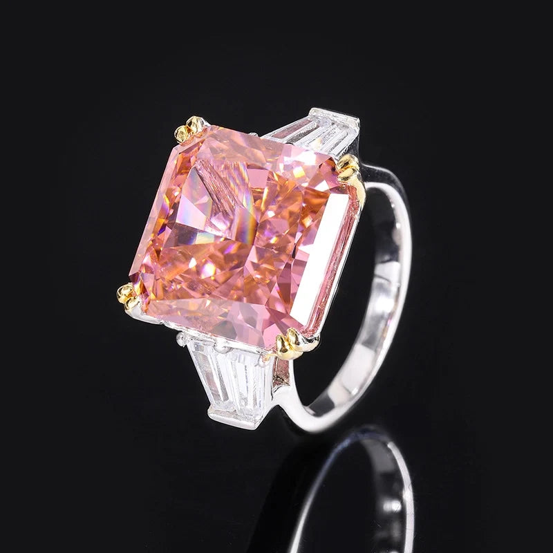 Princess Engagement Ring 14*14 925 Silver High Carbon Diamond