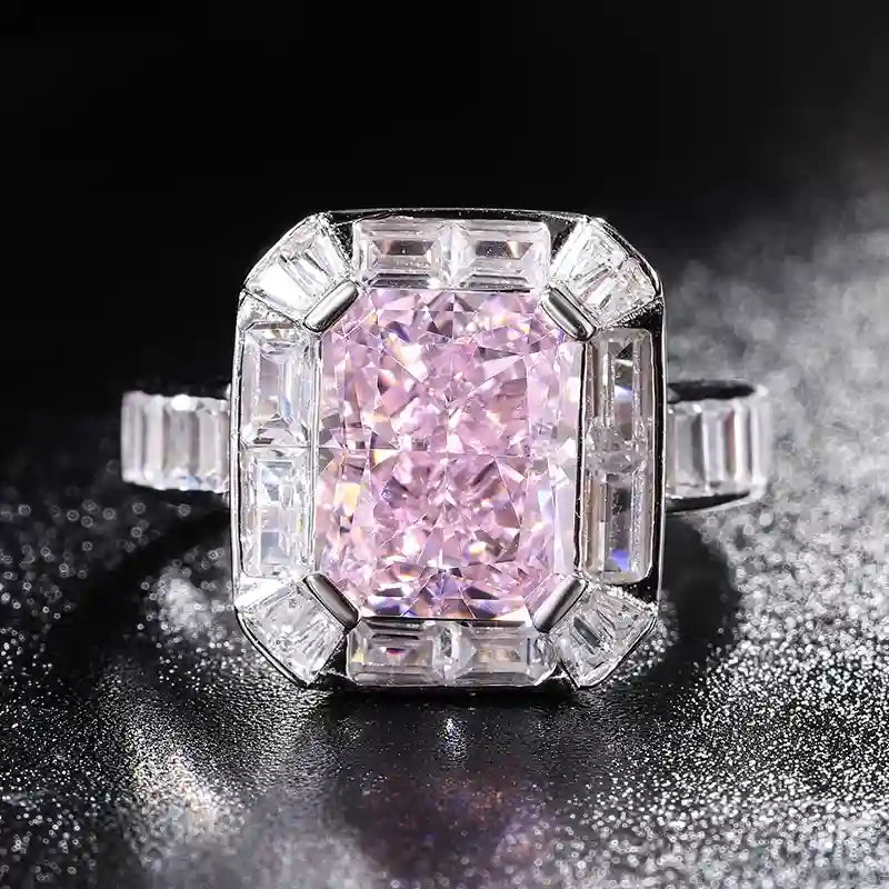 Radiant Engagement Ring 5ct 8*10 925 Silver High Carbon Diamond