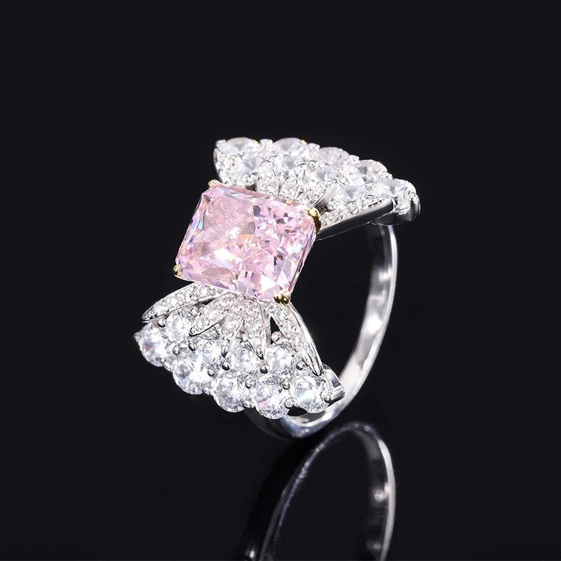 Radiant Engagement Ring 8*10 925 Silver High Carbon Diamond