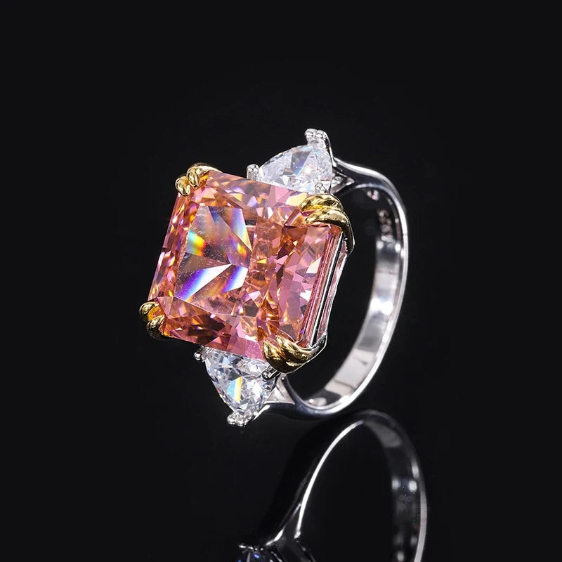 Radiant Engagement Ring 13*13 925 Silver High Carbon Diamond